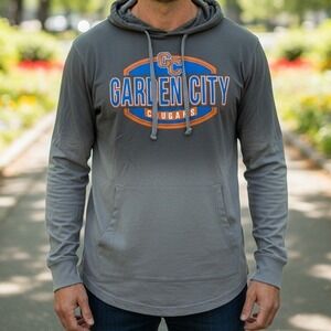 Garden City Cougars PEL Athletic Pullover Hoodie Gray Orange Blue Mens Large